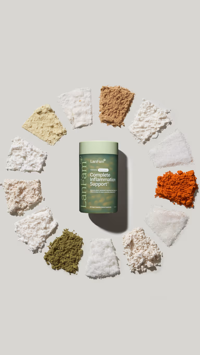 LanFam Bottle Ingredient Ingredients Flat Lay Circle